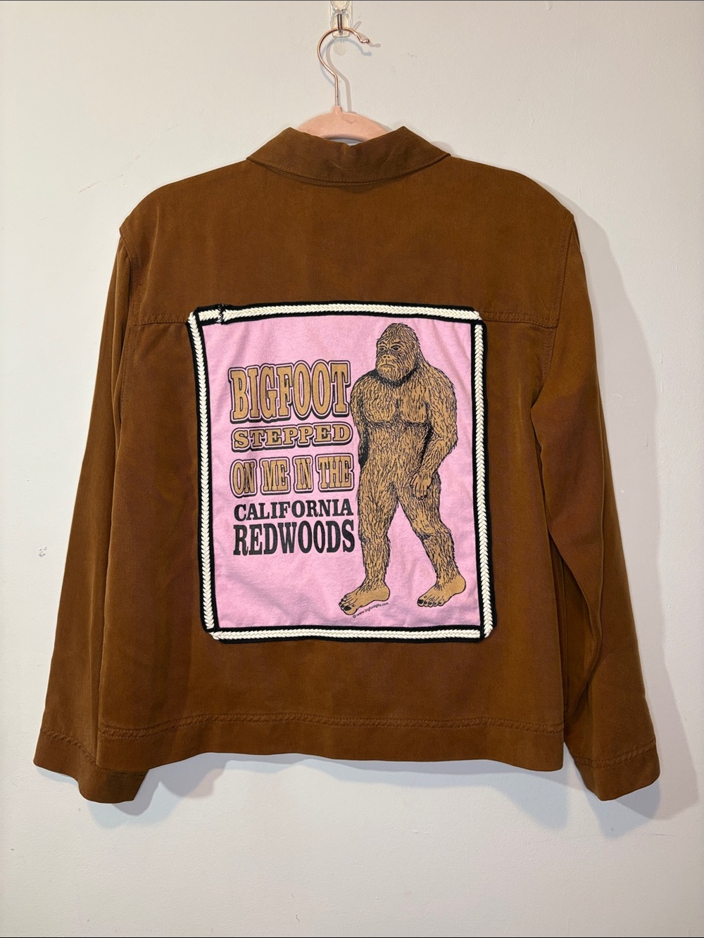 Custom Upcycled Handmade One of a Kind Bigfoot Redwood Forest Graphic Shacket